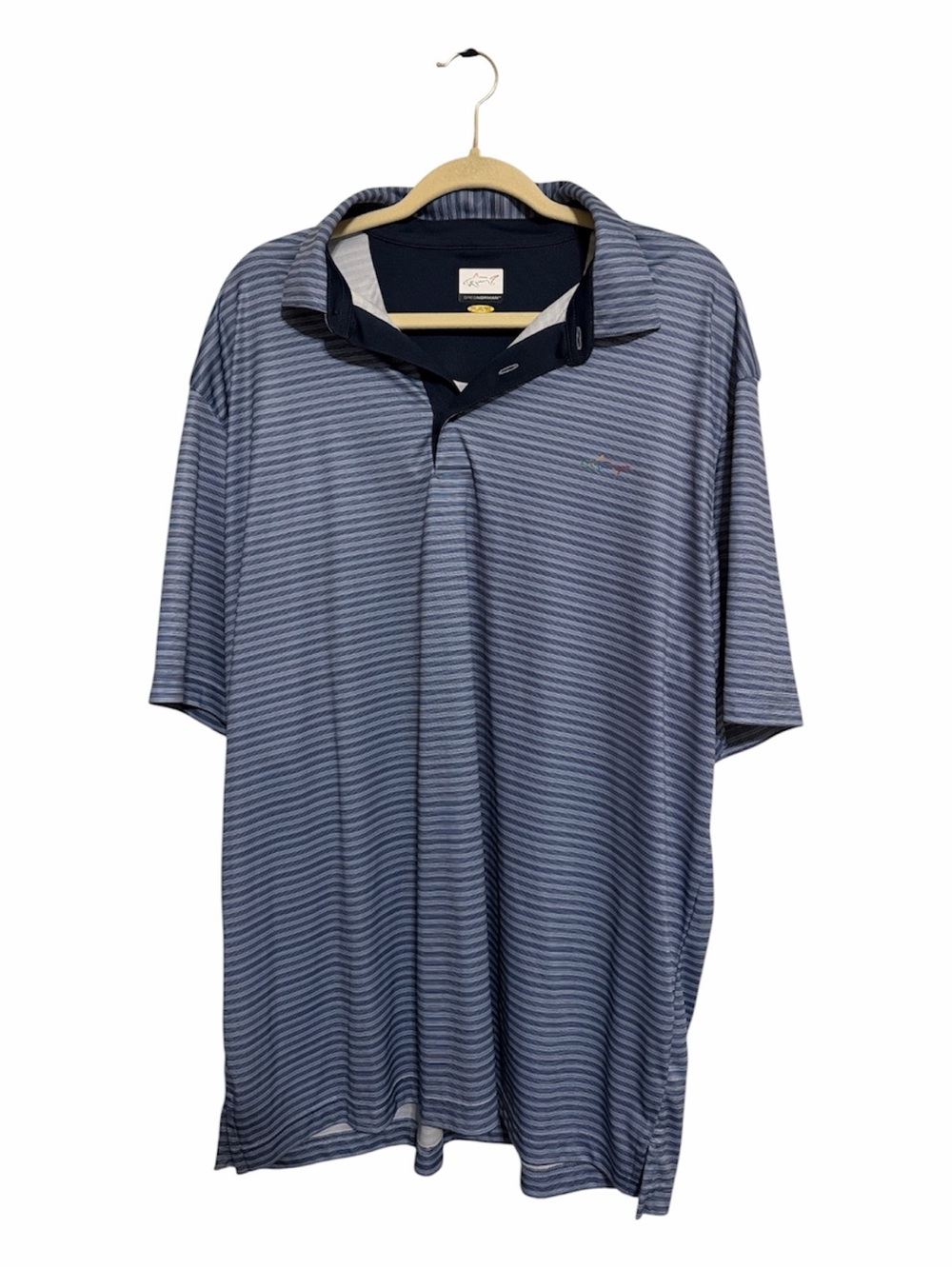 Greg Norman Light Blue Striped Short Sleeve Polo Size XXL